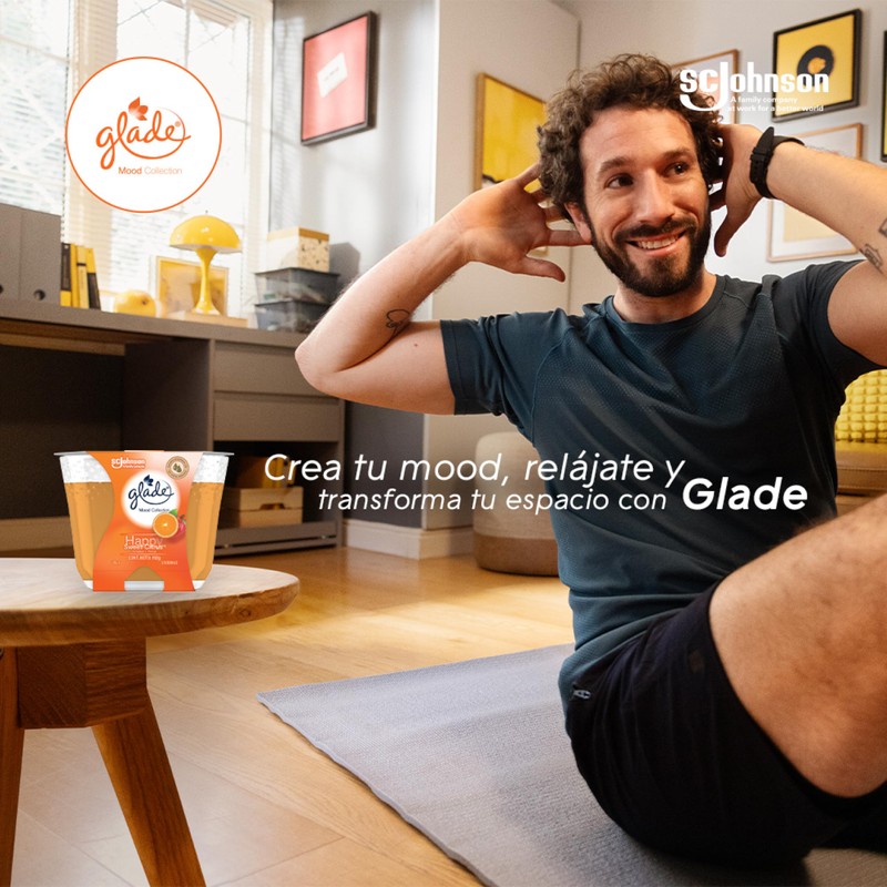 Glade Vela Aromatizante para Hogar Mood Collection, Aroma Happy Sweet