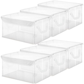 6 Pack Storage Baskets with Clear Cover for Shelves, Closet Storage Bins Shelves Decorative Collapsible Baskets with Handles for Organizing Shelves Wardrobe Office Clothing Books