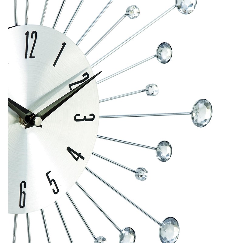 Deco 79 Metal Starburst Decorative Wall Clock With Crystal Accents