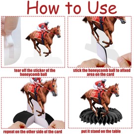 Horse Racing Honeycomb Centerpieces 12Pieces Horse Racing Table Decorations Horse Racing Party Horserace Derby Day Supplies for Equestrian Theme Race Horse Birthday Decor