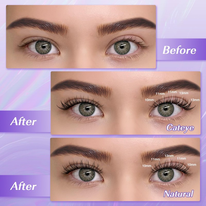 LZM Cluster Lashes Kit Individual Eyelashes - Lash Clusters Individual