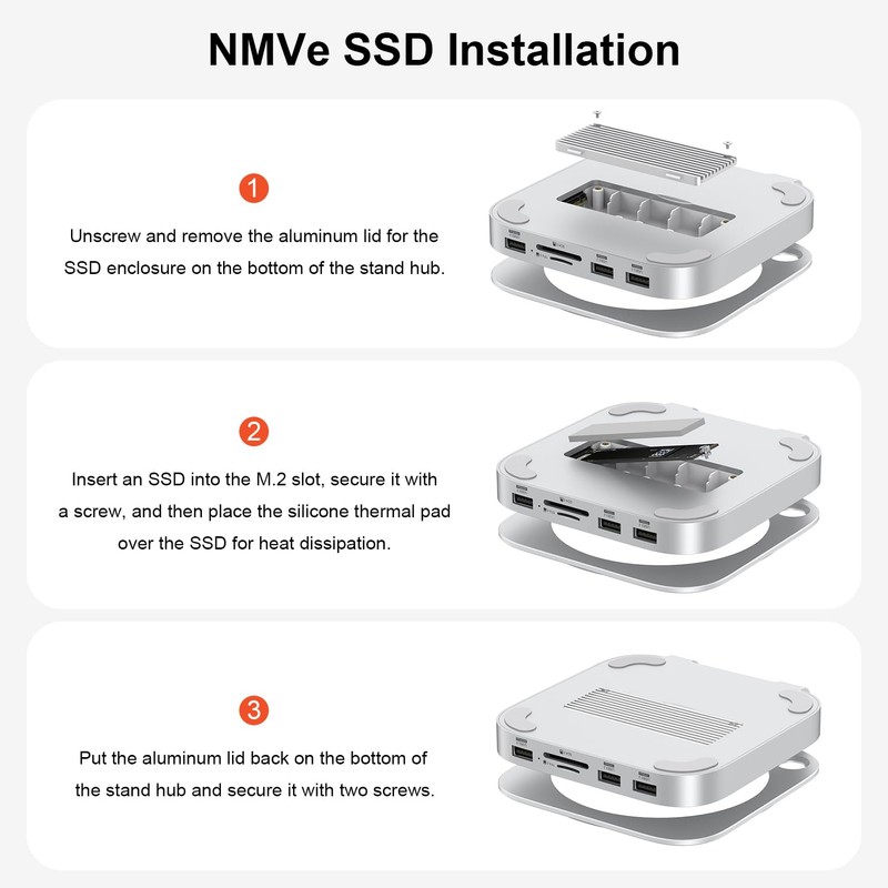 Qwiizlab Aluminum Stand Hub with SSD Enclosure, Docking Station for