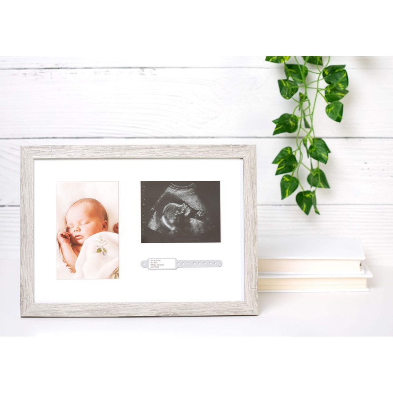 Kate & Milo Rustic Bracelet ID and Sonogram Frame, Rustic