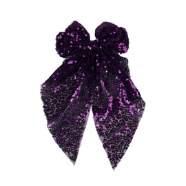 Ling & Bai Sequin Hair Bows Big Gold Bow Clips Silver Glitter Hairpins Parties Sparkling Hair Styling Accessories for Women Girls (Purple)