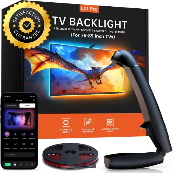 Immersive 75-85 Inch Smart TV Backlight with HD Camera &