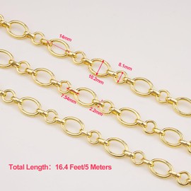 KYUNHOO 5 Meters Light Gold Chain for Jewelry Making Oval Links Rolo Chains Gold Plated Iron for Handcrafts DIY Supply Jewelry Findings