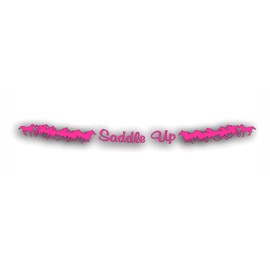 Windshield Sticker Decal - Saddle Up with Running Horses Group - for Car, Truck Or Horse Truck Trailer in Pink - 4 x 42 inch