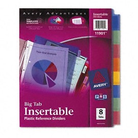 Avery 11901 Big Tab Insertable Reference Dividers Assorted 8 Count