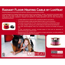 LuxHeat Floor Heating Cable Set, 50 Sqft (120v) Electric Radiant Floor Heating System under tile, Laminate and in floor heating, Includes Honeywell AC11201 Temperature Floor Sensor for Thermostat