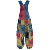 GURU SHOP Natural Patchwork Dungarees, Jumpsuit, Women, Green, Cotton, Size: