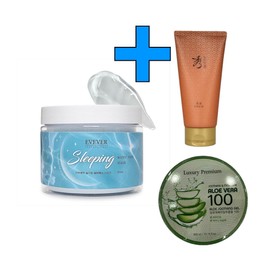 Eveever Sleeping Water Max Mask 250ml+Aloe Soothing Gel 300ml+Sooryehan Foam 100ml / 이브에버 슬리핑 워터 맥스 마스크 250ml+알로에 수딩젤 300ml+수려한 폼 100ml