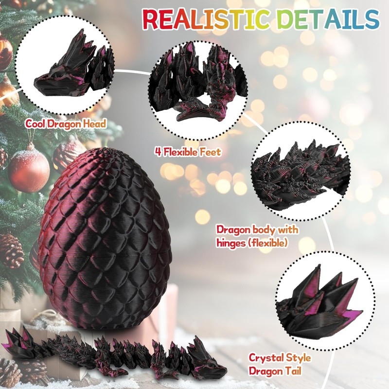 JOMBY 24PCS 3D Printed Dragon Eggs with Dragon Inside, Prefilled