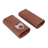 3 Finger Cigar Case Leather Cedarwood Lining Travel Portable Cigar