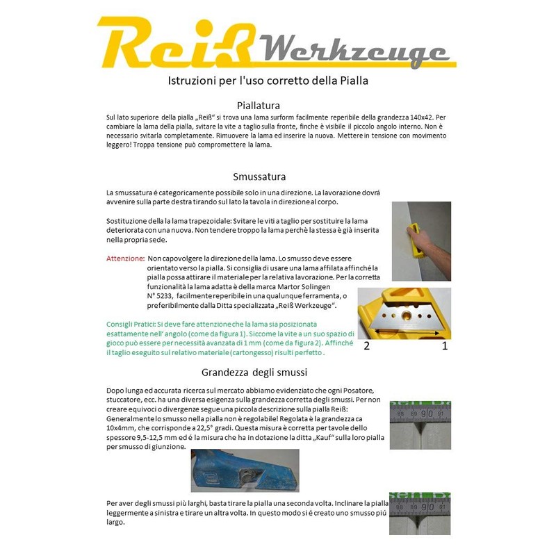 Reiß Drywall Edge Plane, Chamfer Plane, Plasterboard Plane and Small