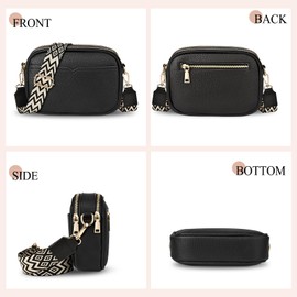 TEUEN Women's Leather Shoulder Bag, Small Crossbody Bag, Elegant Shoulder Bag, Black+Style A, Minimal