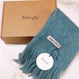 linişte 100% Wool Scarf - Men and Women Winter Warm Soft Luxurious Solid Colors Gift Box (Sky blue)