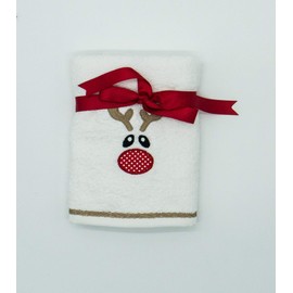 Lex's Linens Rudolph Embroidered Christmas Hand Towel