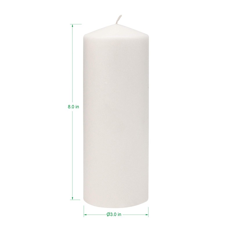 Stonebriar 80 Hour Long Burning Unscented Pillar Candles, 3x8, White