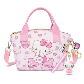 Girls' Handbag, Handbag for Children with Adjustable Strap, Cat Cartoon Crossbody Handbag with Kitty Keyring, Children's Handbag, Children's Purse, Suitable for Girls, pink