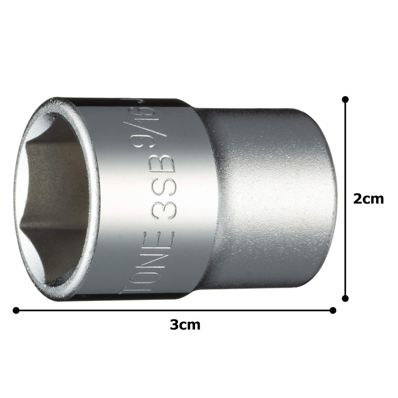 TONE Socket (6 Angle) 3SB-18 Insertion Angle 9.5mm (3/8") Double