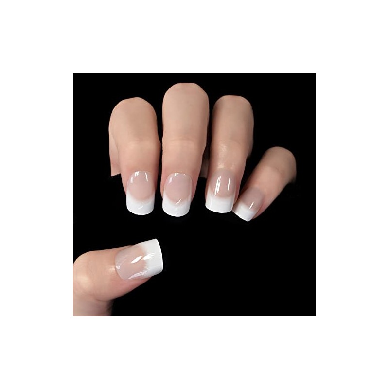 Elevenail Daily Natural Nude White Press On French Uñas Cortas