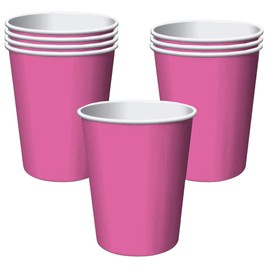HOME & HOOPLA Solid Hot Pink Disposable Beverage Party Cups, 9 Ounce Size, 8 Count