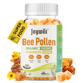 Joywiit Bee Pollen 1000mg Sugar Free Gummies, w/Fenugreek, Royal Jelly, Propolis, Organic Bee Pollen Chewable Supplement for Women, Rich in Vitamin E, Immunity & Skin Care, 60 Counts