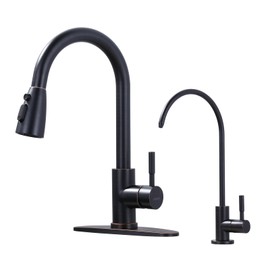 Kitchen Faucet and Water Filter Faucet Combo, WOWOW Stainless Steel Kitchen Sink Faucet with Drinking Water Faucet for Reverse Osmosis or Water Filtration System, Oil-Rubbed Bronze