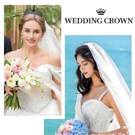 Arclhladin Queen Rhinestone Crown, Gold Wedding Crowns, Women Royal Princess Crystal Tiara Crown for Pageant, Birthday, Wedding,Prom Gifts (Black Crown)