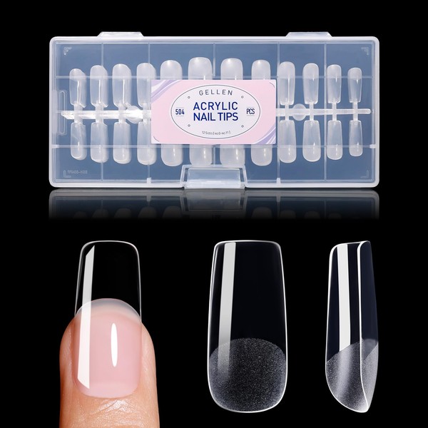 Gellen 504pcs Square Nail Tips Acrylic Full Cover Half Matte