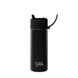 Frank Green - Ceramic Reusable Bottle - Stainless Steel Water Bottle With Straw, Insulated Water Bottle, Metal Water Bottle - Flip Straw Lid - 20oz - Midnight