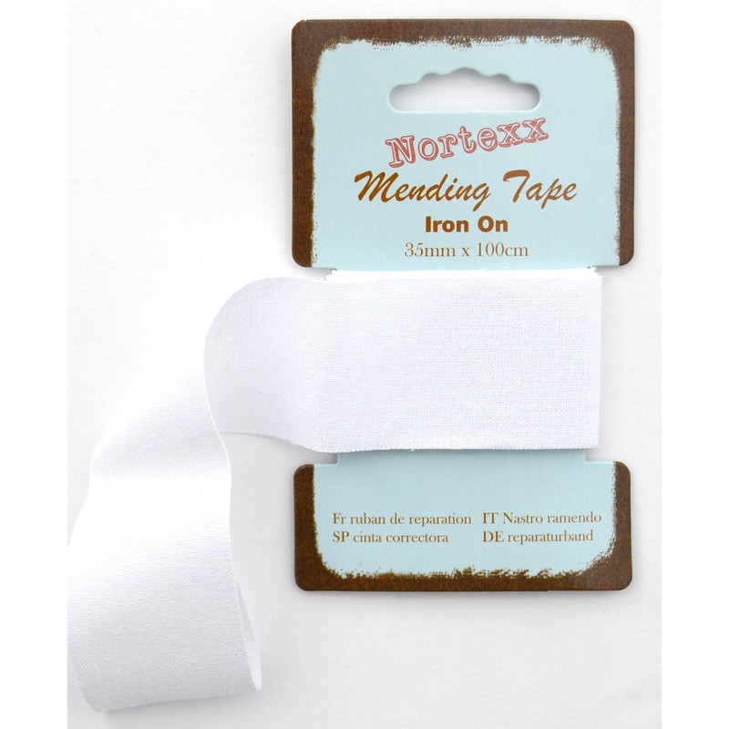 Nortexx Iron On Repair Tape-White, 100% Cotton, 14 x 8