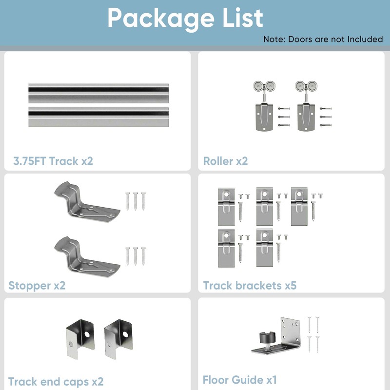 JUBEST 7.5FT Box Rail Exterior Barn Door Hardware Kit, Heavy-Duty