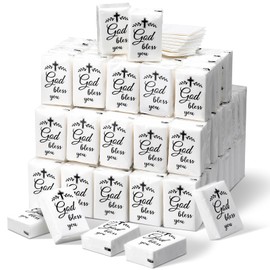 Colarr 120 Pack Travel Size Tissue Packs Bulk 3 Ply Bless You Single Tissue Packs Facial Mini Pocket Individual Tissues for Wedding Party Gift Homeless 7 Sheets Per Pack(Cross)