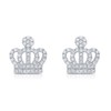 Sterling Silver Cubic Zirconia Royal Crown Shape Stud Earring