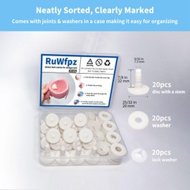 RuWfpz Joints for Crochet Animals, Doll Joints, 20 mm, 20 Sets Plastic Animal Joints, Teddy Joints, Joint Discs, White Safety Joints Amigurumi Joints for Arm Leg Neck