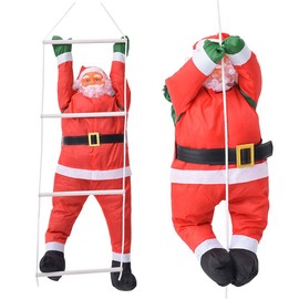 Santa Claus Pendant Santa Hanging Doll Ladder Rope Climbing Tree New Year Tree Decoration for Christmas Tree 50cm (with Ladder)
