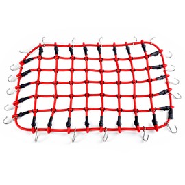 1/6th RC Elastic Roof Rack Luggage Net with Hooks for SCX6 AXI05000 SCX6-II AXI05001 Trail Honcho RC Crawler Truck Car (Red)