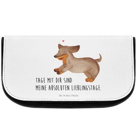 Mr. & Mrs. Panda Cosmetic Bag Dog Dachshund Merry, White, Hand Drawn