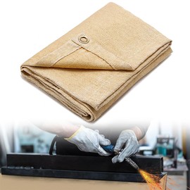 Schweißdecke, Afenau 120x180cm Brandschutzdecke mit Ösen, Hitzebeständige bis 550°C, Glasfaser Schweißschutzdecke, Feuerfeste Interlage für Grill, Camping, Industrie (0.6mm)