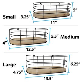 Blue Donuts Set of 3 Wire Baskets for Storage Wall Mount - Stackable Wire Baskets for Organizing, Hanging Wire Basket for Living room, Bathroom, Kitchen, Pantry, Wire Fruit Basket, Black Wire Basket