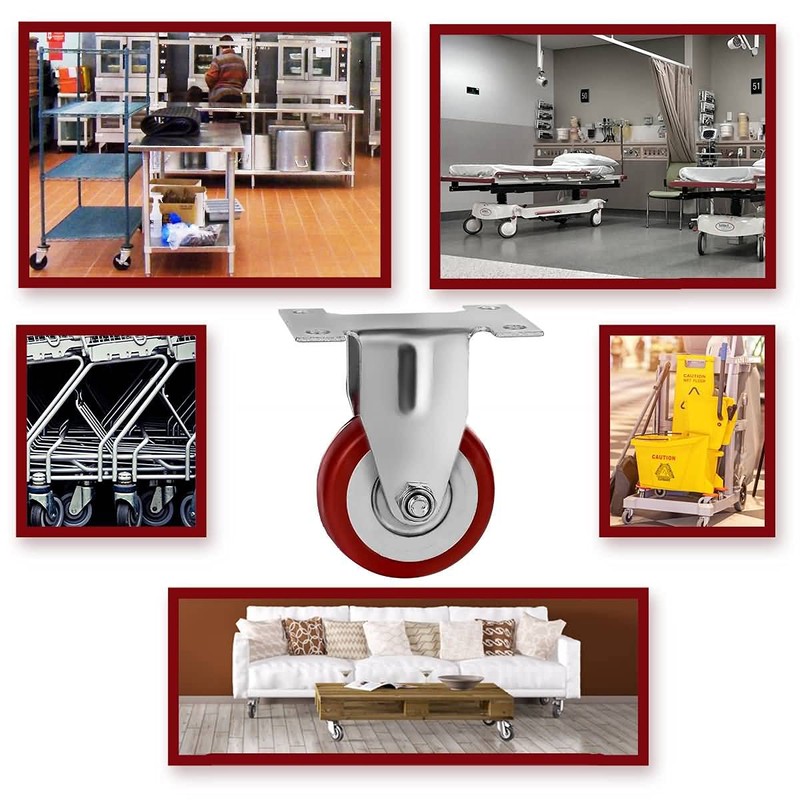 12 Pack 2" Caster Wheels On Red Polyurethane Wheels Top