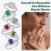 RANDES Purple Stone Ring 925 Sterling Silver Emerald Cut Ring