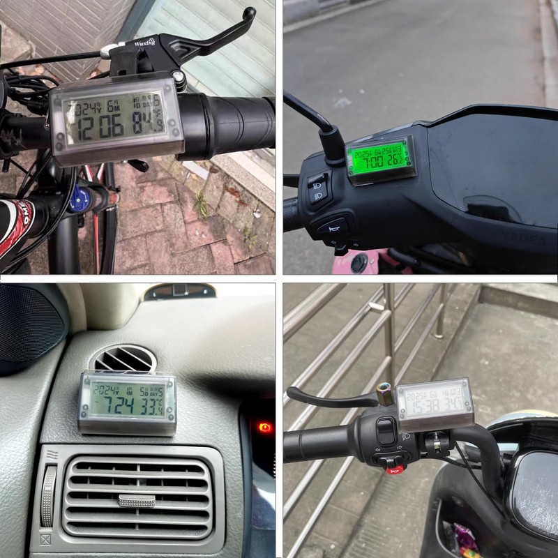 7/8"-12/8" Handlebar Bicycle Clock, Smart Solar Power Clock with Auto