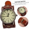FENKOO Unisex Vintage Leather Band Large Dial Quartz Analog Wrist