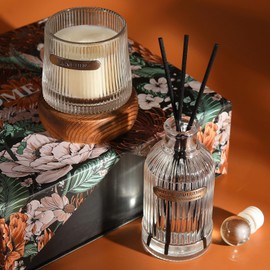 Bicrops 2 Pack Fragrance Reed Diffuser/Aqua Marine/Reed Diffuser Set,Oil Diffuser &Scented Candle&Reed Diffuser Sticks,air freshener for Bedroom Bathroom Office,Fragrance and Gifts