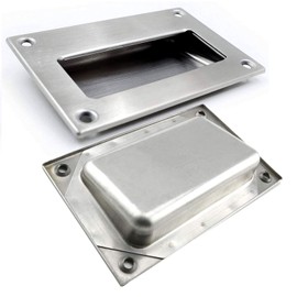 Gasea 2 Packs Flush Recessed Pulls Handles, 5" x 3-1/4" Stainless Steel Rectangle Hidden Door Pull Handles Finger Insert Sliding Handles