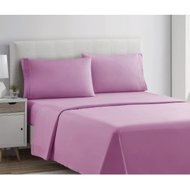 Clara Clark Bed Sheets, Premier 1800 Series 4 Piece Bed Sheet Set, Deep Pocket, Wrinkle, Fade, Stain Resistant, Luxury Soft Bedding Sheets & Pillowcases, Full, Light Pink