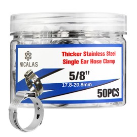 50 PCS 5/8 Inch Heavy Duty Pex Crimp Rings,304 Stainless Steel Single Ear Hose Clamps,Pex Cinch Clamps for Pex Hose