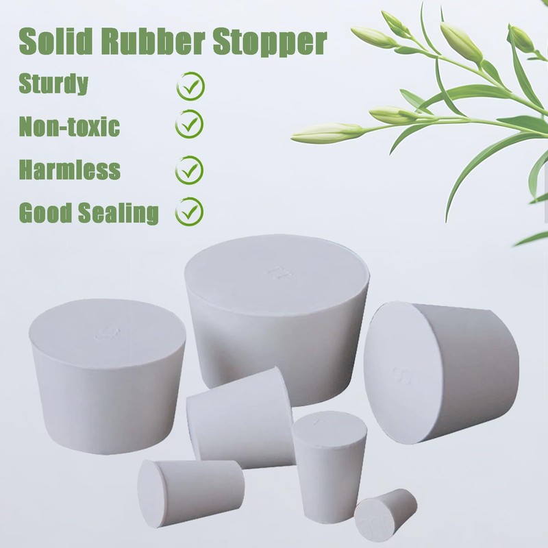 Solid Rubber Stopper,18 pcs White Rubber Corks Plugs Odor Control
